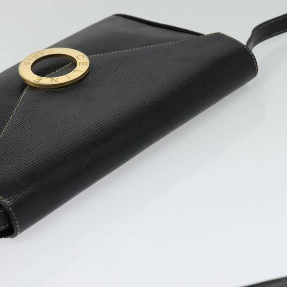 CELINE Circle Hand Bag Leather Black Gold - Picture 6 of 12